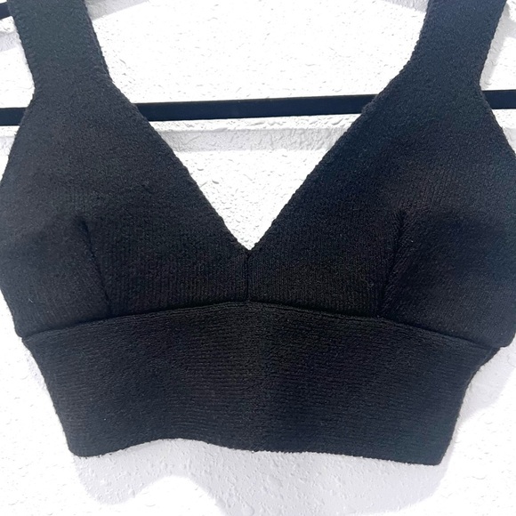 Zara knit cropped Textured Black Bra Top tank  S - Picture 4 of 8